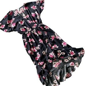 J. Crew V Neck High Low Floral MIDI Dress L2340